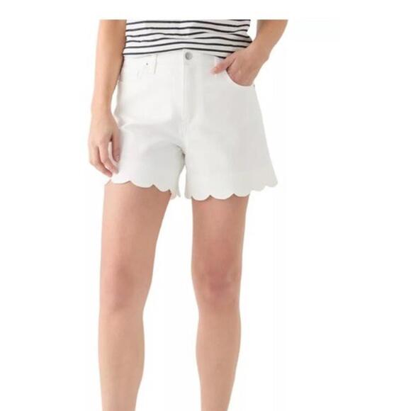 Crown & Ivy Pants - Crown & Ivy Shorts Women's 14 Beige White Denim Scalloped Stretch 37x3.5